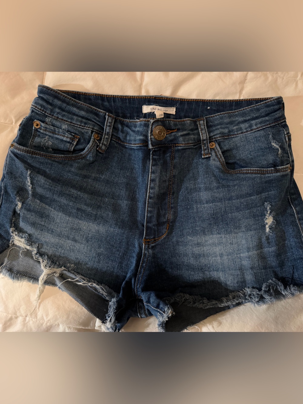 STS Blue Dark Wash Distressed Denim Jean Shorts